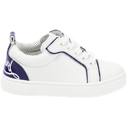 Christian Louboutin Kid's FunnyTo Red-Sole Low-Top Sneakers - Bianco/Navy