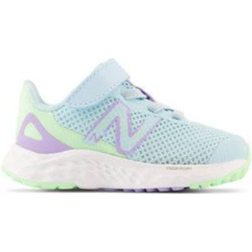New Balance Toddler's Fresh Foam Arishi v4 Bungee Lace with Top Strap - Blue with Geen Aura & Lilac Glo