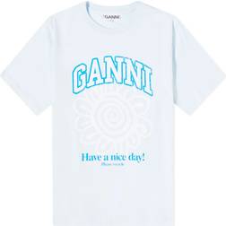 Ganni Relaxed Flower T-shirt - Ice Water