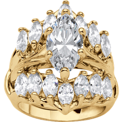 PalmBeach Marquise Cut Bridal Ring Set - Gold/Transparent