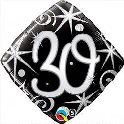 Qualatex Black and silver 30th birthday balloon