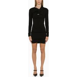 Off-White Stamp twist-detail minidress women Elastane/Viscose Black