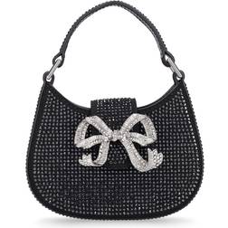 Self-Portrait Rhinestone Bow Crescent Micro Bag - Black