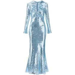 Self-Portrait Sequined cutout maxi dress blue