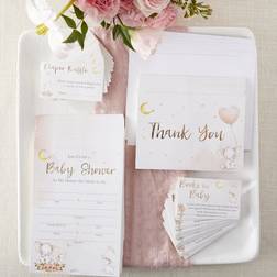 Kate Aspen Elephant Baby Shower Invitation & Thank You Card Bundle Pink Set of 25