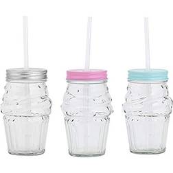 Ice Cream Glass Jar with Straw 16fl oz 3