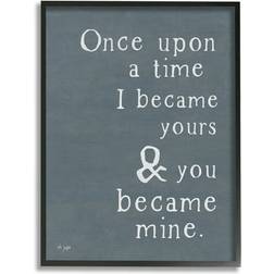Stupell Industries Once Upon A Time Romantic Couple Loving Quote Black Framed Art 16x20"