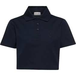 Saint Laurent Cotton Piqué Cropped Polo Shirt - Blue