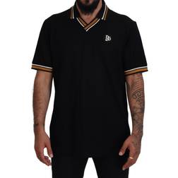 Dolce & Gabbana Black Silk Collar Short Sleeve Polo Men's T-shirt