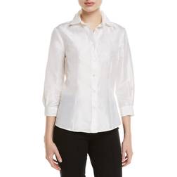 Carolina Herrera Taffeta Button-Front Shirt WHITE