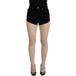 Dolce & Gabbana Black Denim Cotton Stretch Hot Pants Shorts IT40