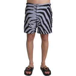 Dolce & Gabbana Gray Zebra Print Beachwear Shorts IT4