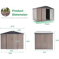AECOJOY Outdoor Metal Storage Shed 6 (Building Area )