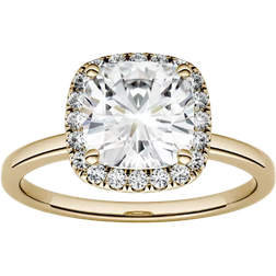 Charles & Colvard Moissanite Cushion Halo Engagement Ring - Gold/Diamonds