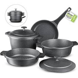 Granitestone Heavy Duty Nesting Cookware Set with lid 6 Parts