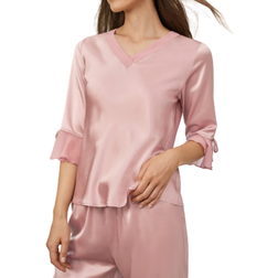 LilySilk Women's 22 Momme Laced Silk Pajama Set - Rosy Pink