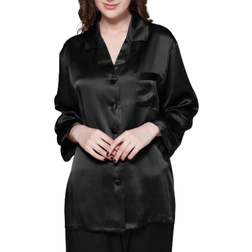 LilySilk Women's 22 Momme Full Length Silk Pajamas Set - Black