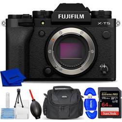FUJIFILM X-T5 Mirrorless Camera Black 16782301 7PC Accessory Bundle