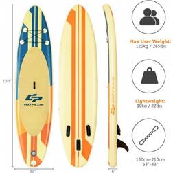 Goplus Yellow and Orange 10.5- or 11-Foot Inflatable Stand-up Paddle Board