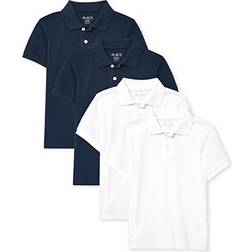 The Children's Place Boys' Pack Short Sleeve Pique Polo, Nautico/White, Husky