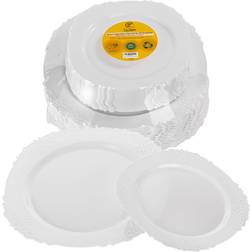 ZLion 60pcs Disposable plates for parties, 30pcs 10.25" & 30pcs 7" sets, Elegant & Classy Design, Reusable plastic plates, White Plates, Party Supplies, Dessert Plates or Appetizer Plates