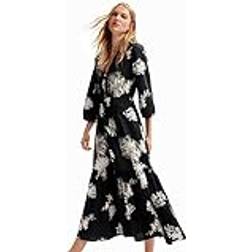 Desigual Floral midi shirt dress BLACK