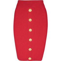 Balmain Mesh pencil skirt red