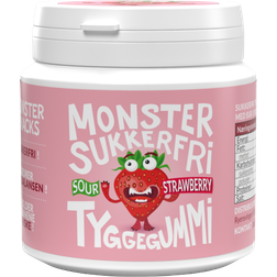 Monster Supersnacks Sukkerfri Tyggegummi Sour Strawberry 84g 60st 1pakk