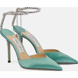 Jimmy Choo Verzierte Pumps Saeda aus Satin Grün