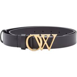 Off-White 30mm Ow Lettering Leather Belt Black