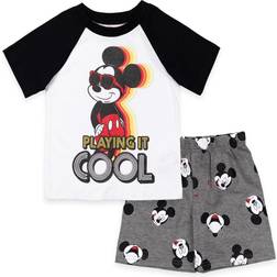 Disney Baby T-shirt and French Terry Shorts Outfit Set - White/Grey