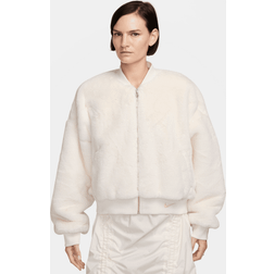 Nike Sportswear Women's Reversible Faux Fur Bomber White UK 16–18