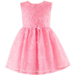 Girl's Rosette Applique Tulle Dress - Pink