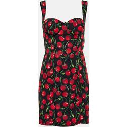 Dolce & Gabbana Cherry charmeuse minidress black