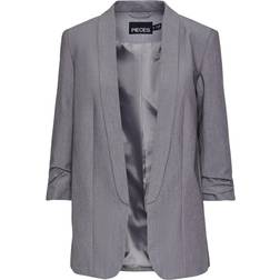 Pieces Bosella 3/4 Blazer - Light Grey Melange