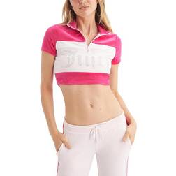 Juicy Couture Womens Mock Neck Zip Up T-Shirt Womens Pink