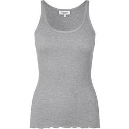 Rosemunde Rib Knitted Silk Top - Light Grey Melange