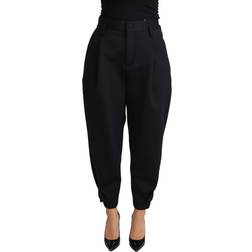 Dolce & Gabbana Black Cropped Dress High Waist Polyester Pants IT40