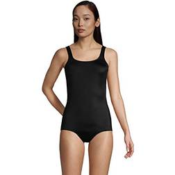 Lands' End Womens Chlorine Resistant Tugless Tank Soft Cup One Piece Swimsuit Black Petite