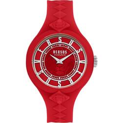 Versus Versace 2 Hand Fire Island Red Silicone Watch, 39mm Red Red