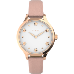 Timex Peyton 36MM Leather Rose Gold-Tone/Pink/White