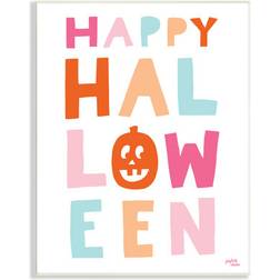 Stupell Industries Happy Halloween Text Whimsical Pumpkin Pastel Framed Art 13x19"