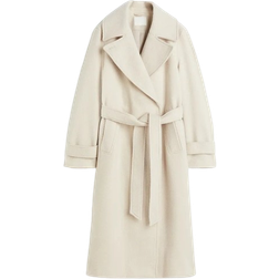 H&M Tie Belt Twill Coat - Light Beige