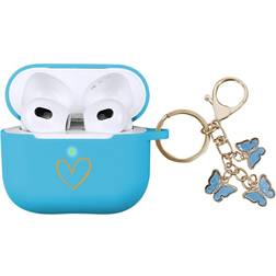 Aiiekz Soft Silicone Case with Gold Heart Pattern for AirPods 3