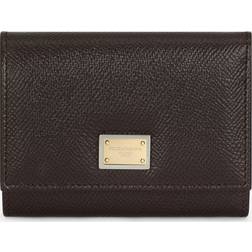 Dolce & Gabbana Dauphine Calfskin Wallet With Branded Tag - Woman Wallets Small Purple Leather