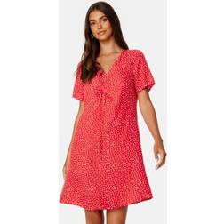 Pieces Nya SS V-Neck Short Dress Poppy Red AOP: Heart