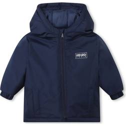 Kenzo Kid's Logo Print Zip Up Hooded Jacket - Navy Blue/Milk White