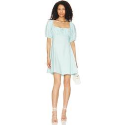 BCBGeneration Tie Front Mini Dress in Baby Blue. also in M, S, XS Oasis