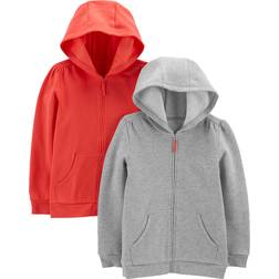 Simple Kid's Hooded Sweatshirt 2-pack - Grey Heather/Orange