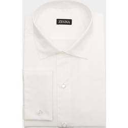 Zegna Men's Formal Piquet Evening Shirt WHITE SOLID 15.5 US